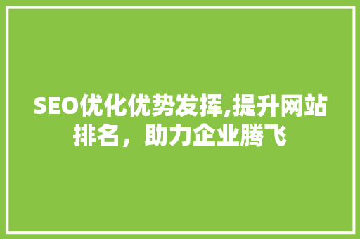 SEO优化优势发挥,提升网站排名，助力企业腾飞