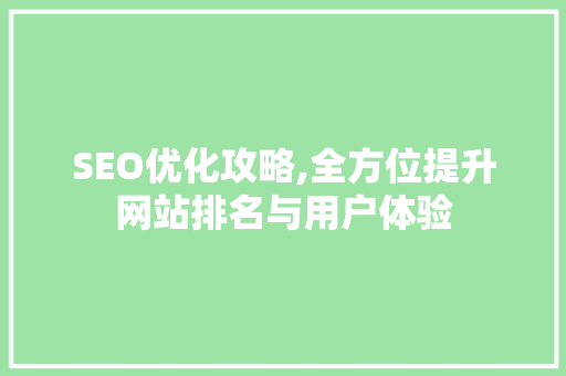 SEO优化攻略,全方位提升网站排名与用户体验 SEO关键词