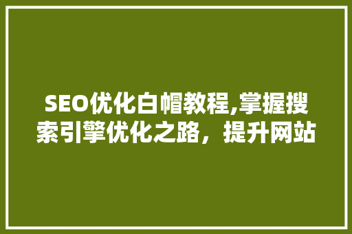 SEO优化白帽教程,掌握搜索引擎优化之路,提升网站排名与用户体验 必应SEO SEO优化白帽教程,掌握搜索引擎优化之路,提升网站排名与用户体验 必应SEO