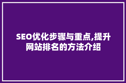 SEO优化步骤与重点,提升网站排名的方法介绍 必应SEO SEO优化步骤与重点,提升网站排名的方法介绍 必应SEO