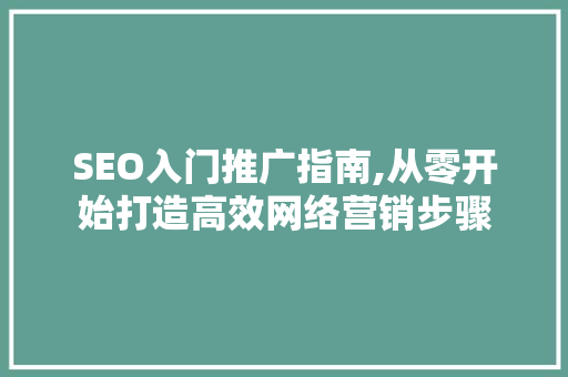 SEO入门推广指南,从零开始打造高效网络营销步骤 神马SEO
