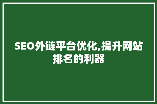 SEO外链平台优化,提升网站排名的利器