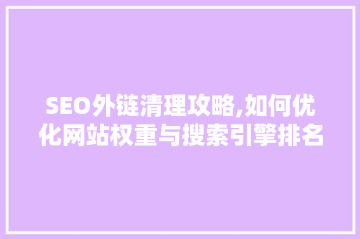SEO外链清理攻略,如何优化网站权重与搜索引擎排名
