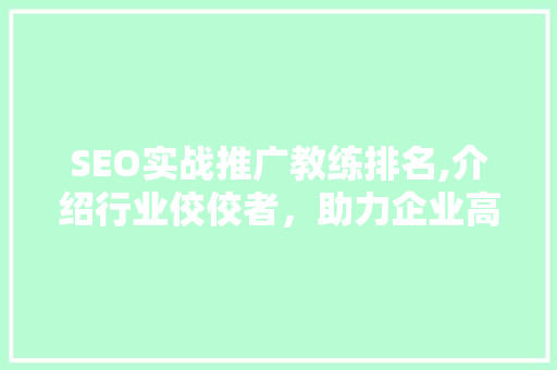 SEO实战推广教练排名,介绍行业佼佼者，助力企业高效营销