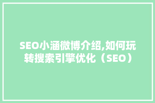 SEO小涵微博介绍,如何玩转搜索引擎优化（SEO） SEO关键词
