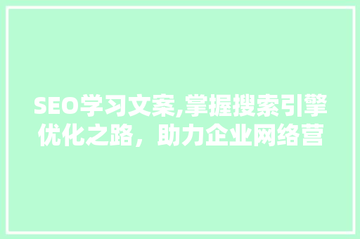 SEO学习文案,掌握搜索引擎优化之路，助力企业网络营销 网站建设公司
