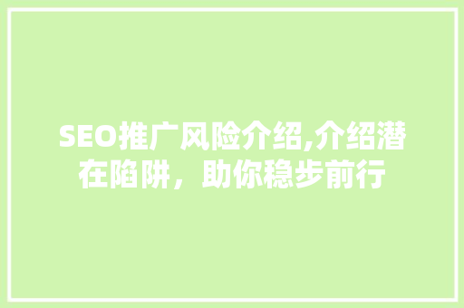 SEO推广风险介绍,介绍潜在陷阱，助你稳步前行 搜狗SEO