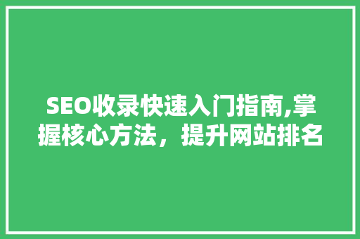 SEO收录快速入门指南,掌握核心方法，提升网站排名