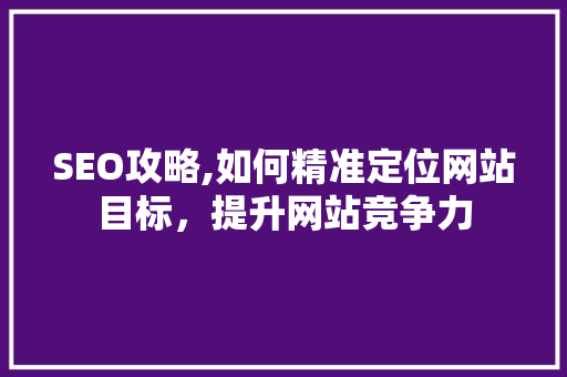 SEO攻略,如何精准定位网站目标，提升网站竞争力