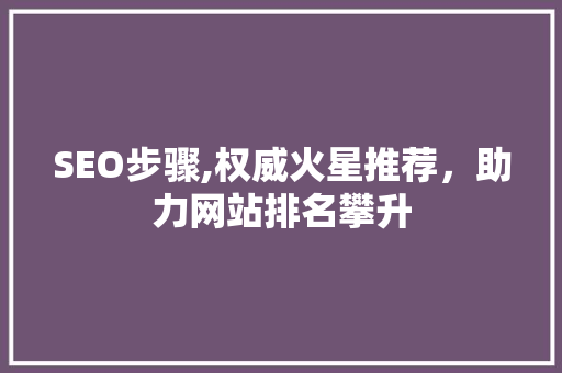 SEO步骤,权威火星推荐，助力网站排名攀升 必应SEO