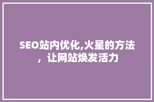 SEO站内优化,火星的方法，让网站焕发活力