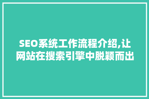 SEO系统工作流程介绍,让网站在搜索引擎中脱颖而出