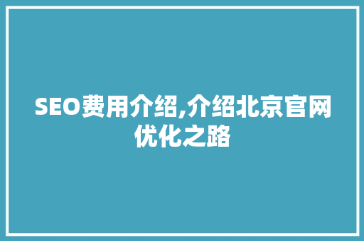 SEO费用介绍,介绍北京官网优化之路 网站建设公司