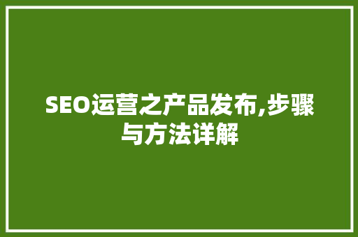 SEO运营之产品发布,步骤与方法详解