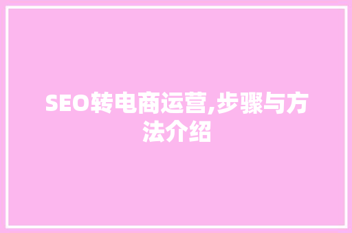 SEO转电商运营,步骤与方法介绍