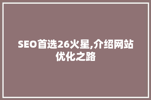 SEO首选26火星,介绍网站优化之路