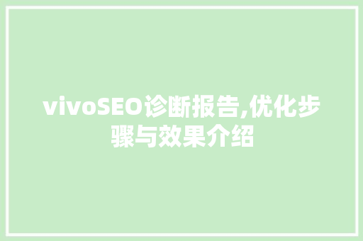 vivoSEO诊断报告,优化步骤与效果介绍