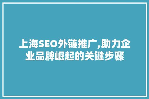 上海SEO外链推广,助力企业品牌崛起的关键步骤