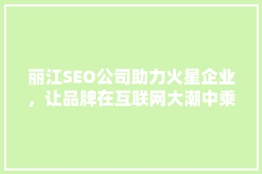 丽江SEO公司助力火星企业，让品牌在互联网大潮中乘风破浪 百度SEO