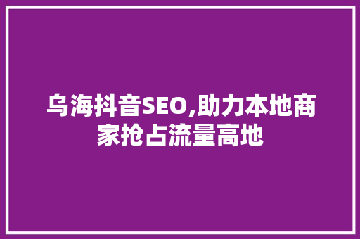 乌海抖音SEO,助力本地商家抢占流量高地