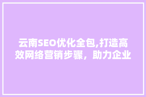 云南SEO优化全包,打造高效网络营销步骤，助力企业腾飞 网站建设公司