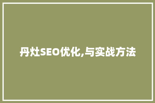 丹灶SEO优化,与实战方法