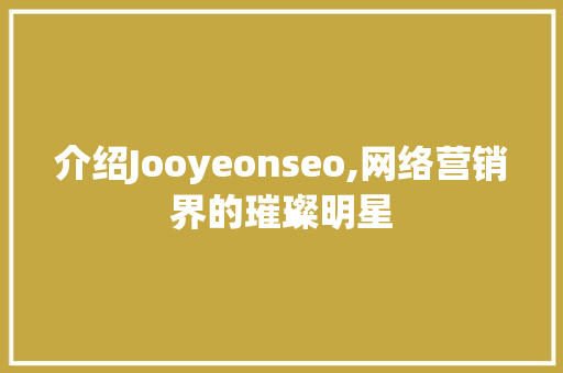 介绍Jooyeonseo,网络营销界的璀璨明星