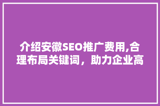 介绍安徽SEO推广费用,合理布局关键词，助力企业高效营销 百度SEO