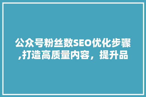 公众号粉丝数SEO优化步骤,打造高质量内容，提升品牌影响力