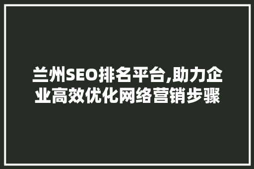 兰州SEO排名平台,助力企业高效优化网络营销步骤 网站建设公司