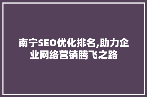 南宁SEO优化排名,助力企业网络营销腾飞之路