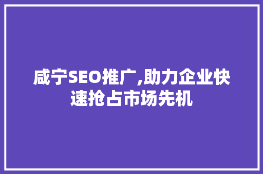 咸宁SEO推广,助力企业快速抢占市场先机 SEO关键词