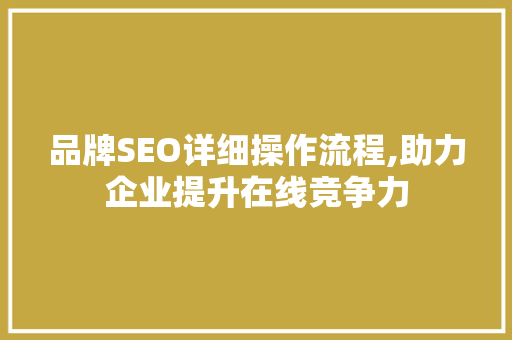 品牌SEO详细操作流程,助力企业提升在线竞争力 百度SEO