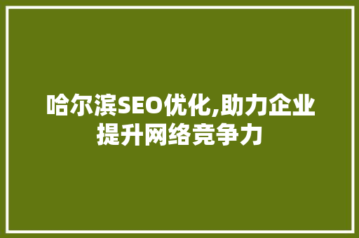 哈尔滨SEO优化,助力企业提升网络竞争力 SEO关键词
