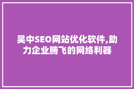吴中SEO网站优化软件,助力企业腾飞的网络利器