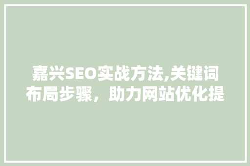 嘉兴SEO实战方法,关键词布局步骤，助力网站优化提升 百度SEO