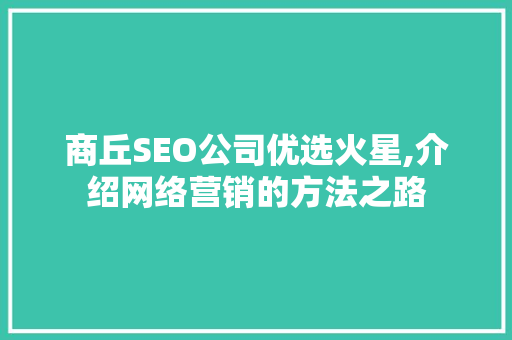 商丘SEO公司优选火星,介绍网络营销的方法之路 必应SEO