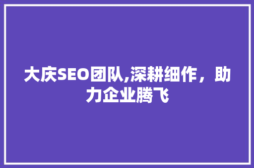 大庆SEO团队,深耕细作，助力企业腾飞
