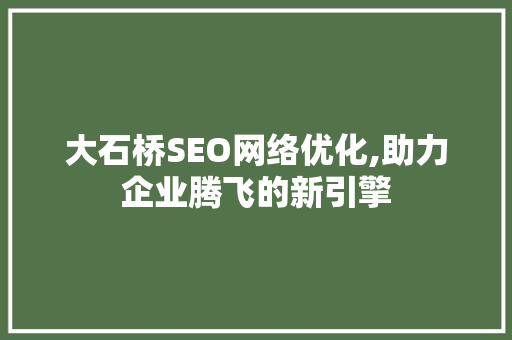 大石桥SEO网络优化,助力企业腾飞的新引擎 百度SEO