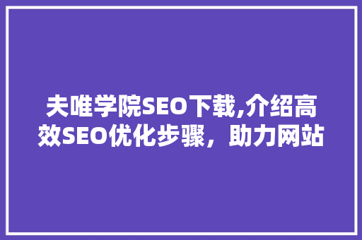 夫唯学院SEO下载,介绍高效SEO优化步骤，助力网站排名提升 SEO关键词