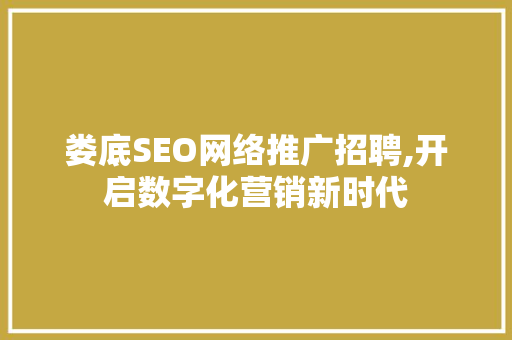 娄底SEO网络推广招聘,开启数字化营销新时代