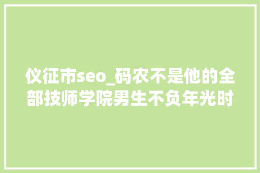 仪征市seo_码农不是他的全部技师学院男生不负年光时间超越自我