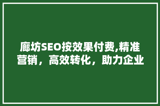 廊坊SEO按效果付费,精准营销，高效转化，助力企业腾飞 百度SEO