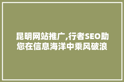 昆明网站推广,行者SEO助您在信息海洋中乘风破浪