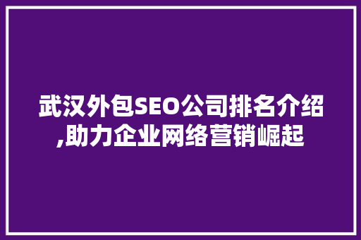 武汉外包SEO公司排名介绍,助力企业网络营销崛起