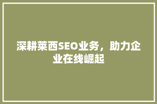 深耕莱西SEO业务，助力企业在线崛起