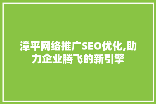 漳平网络推广SEO优化,助力企业腾飞的新引擎 网站建设公司