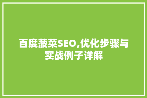 百度菠菜SEO,优化步骤与实战例子详解