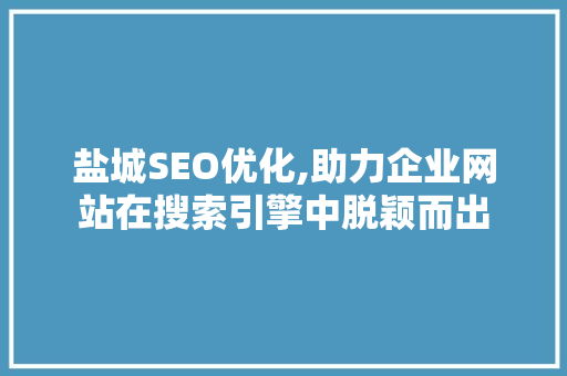 盐城SEO优化,助力企业网站在搜索引擎中脱颖而出