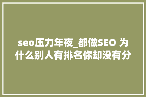 seo压力年夜_都做SEO 为什么别人有排名你却没有分析以下这10个原因